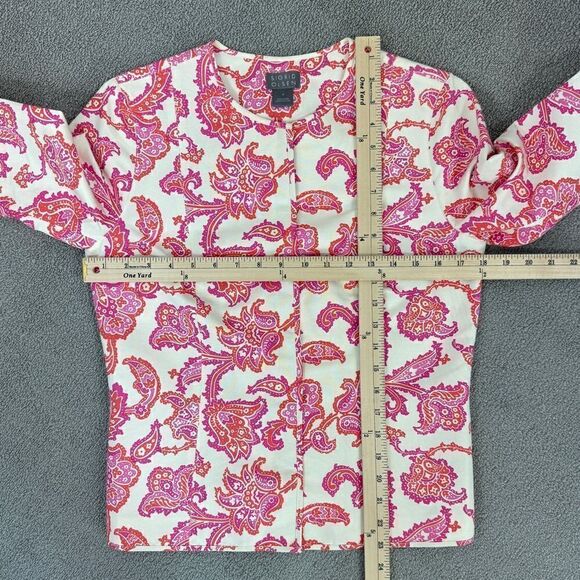 Sigrid Olsen Floral Damask Cotton Silk Blazer Jacket Cream Pink 4 Snap Front‎ - Picture 13 of 14